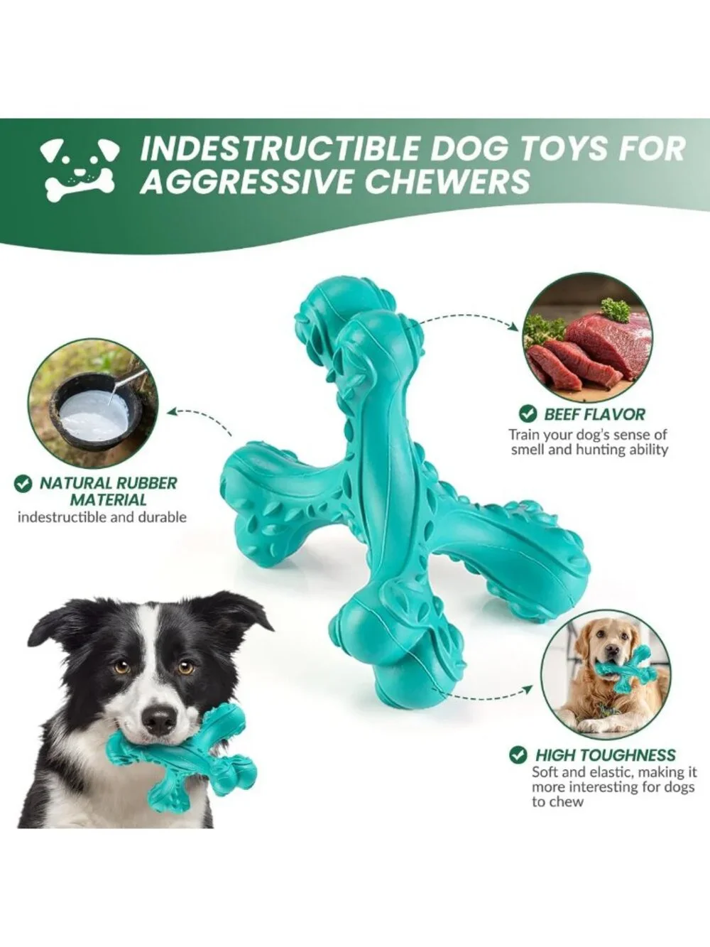 Durable Indestructible Dog Chew Toys for Aggressive Chewers - Large Breed Blue